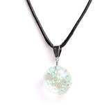 Real Dried Glass Flower Pendant Necklace