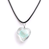 Real Dried Glass Flower Pendant Necklace