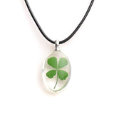 Real Dried Glass Flower Pendant Necklace