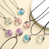 Real Dried Glass Flower Pendant Necklace