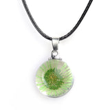 Real Dried Glass Flower Pendant Necklace