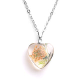 Real Dried Glass Flower Pendant Necklace