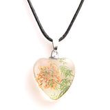 Real Dried Glass Flower Pendant Necklace