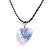 Real Dried Glass Flower Pendant Necklace
