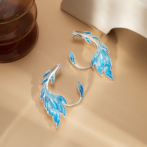 Blue Fish Tail Clip On Earrings