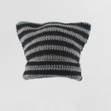 Hand Made Horn Detail Striped Knitted Hat