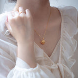 Gold Plated Shell + Pearl Charm Necklace