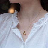 Gold Plated Shell + Pearl Charm Necklace