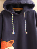 Fox Embroidered Thick Hoodie