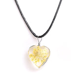 Real Dried Glass Flower Pendant Necklace