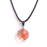 Real Dried Glass Flower Pendant Necklace