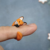 White/Orange Fox Adjustable Ring