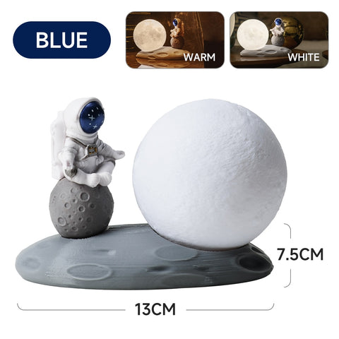 Original Sitting Astronaut & Moon Lamp