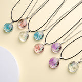 Real Dried Glass Flower Pendant Necklace