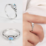 Rainbow Moonstone Flower Ring