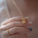 Gold Plated Shell + Pearl Charm Necklace