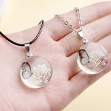 Real Dried Glass Flower Pendant Necklace