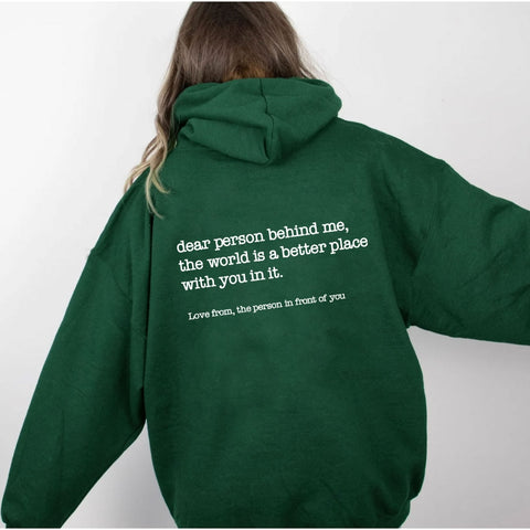 Dear Person Behind Me Hoodie With Kangaroo Pocket Pullover