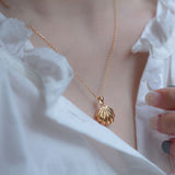 Gold Plated Shell + Pearl Charm Necklace