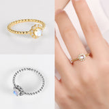 Rainbow Moonstone Flower Ring