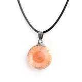 Real Dried Glass Flower Pendant Necklace