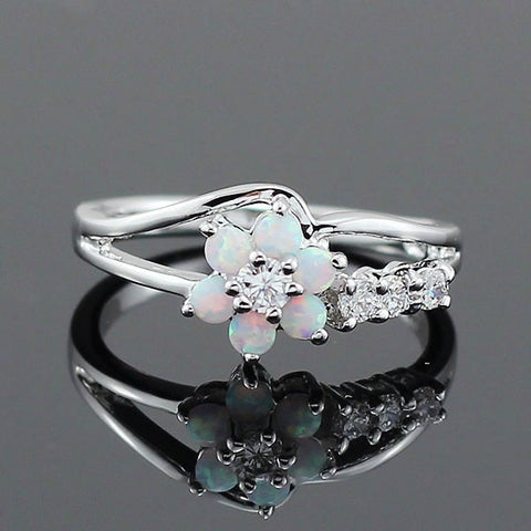 Sun Flower Opals Crystal Zircon Rings