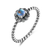 Rainbow Moonstone Flower Ring