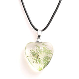 Real Dried Glass Flower Pendant Necklace