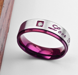 Purple Filled Amethyst Sapphire Zircon Couple Ring