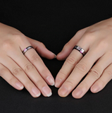 Purple Filled Amethyst Sapphire Zircon Couple Ring