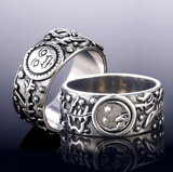 Sun Moon Leaves Pattern Ring
