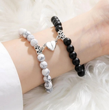 Natural Stone Heart Magnetic Bracelets