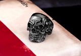 Stainless Steel Skeleton Skull Head Rings
