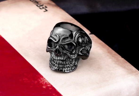 Stainless Steel Skeleton Skull Head Rings