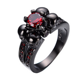 Black Gold Filled Red Sapphire Zircon Ring