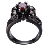 Black Gold Filled Red Sapphire Zircon Ring
