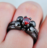 Black Gold Filled Red Sapphire Zircon Ring