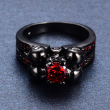 Black Gold Filled Red Sapphire Zircon Ring