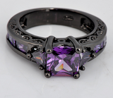 Purple Amethyst Black Gold Filled Ring