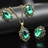 Vintage Jewelry Crystal Bronze Plated Set