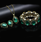 Vintage Jewelry Crystal Bronze Plated Set