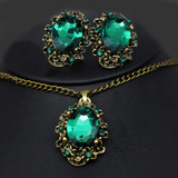 Vintage Jewelry Crystal Bronze Plated Set