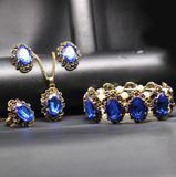 Vintage Jewelry Crystal Bronze Plated Set