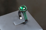 Gold Plated Emerald Crystal Zircon Ring