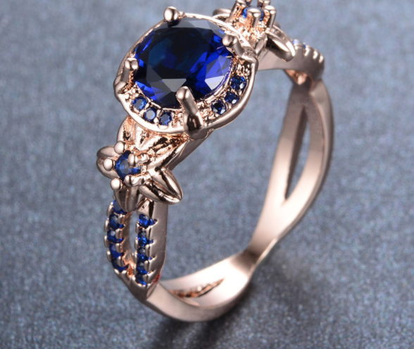 Rose Gold Filled Blue Sapphire Ring