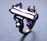 Black Gold Filled Purple Zircon CZ Ring
