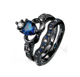 Blue Heart Zircon Black Gold Ring