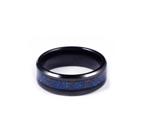 Black Hollow Blue Dragon Ring