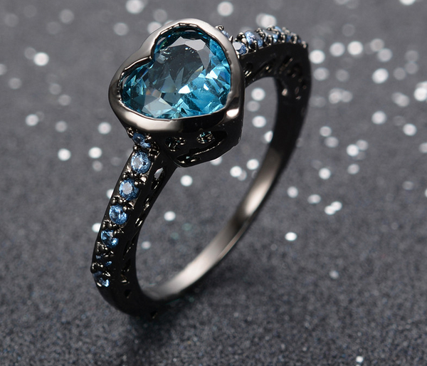 Blue Heart Lake Zircon Ring