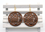 African Wood Leaf Earrings - 1 Pair